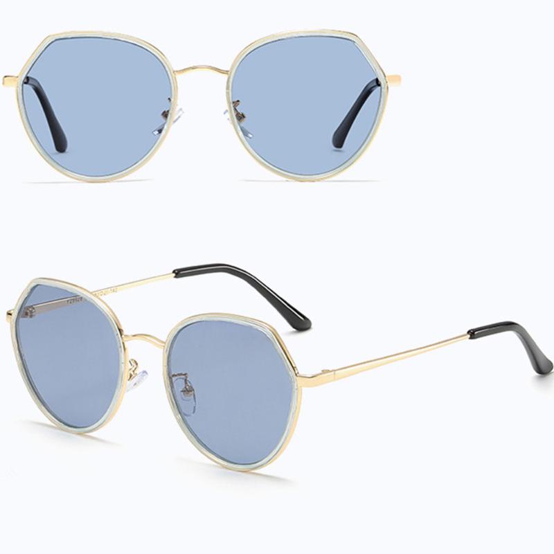 

yeckpowo New Hexagon retro Reflective Sunglasses women Sun glasses Stainless Steel Eyewear Oculos Gafas De Sol Shades noble lady