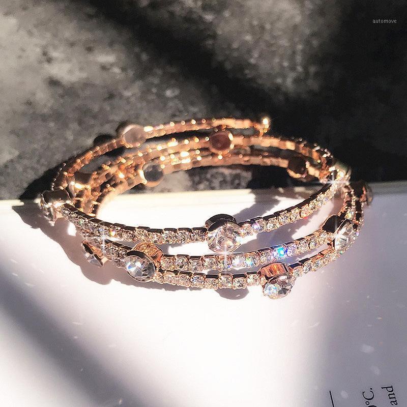 

2021 New Bracelet Rhinestone Crystal Bracelet Temperament Hot Style Wrap Multilayer Bracelets For Women Feminino Jewelry1, Black