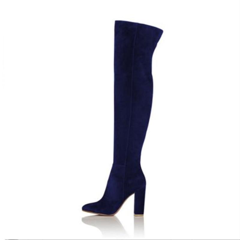 

SHOFOO SHOES,Beautiful women's boots, suede, about 11cm high-heeled women's boots,over-the-knee high boots. SIZE:34-45, Blue