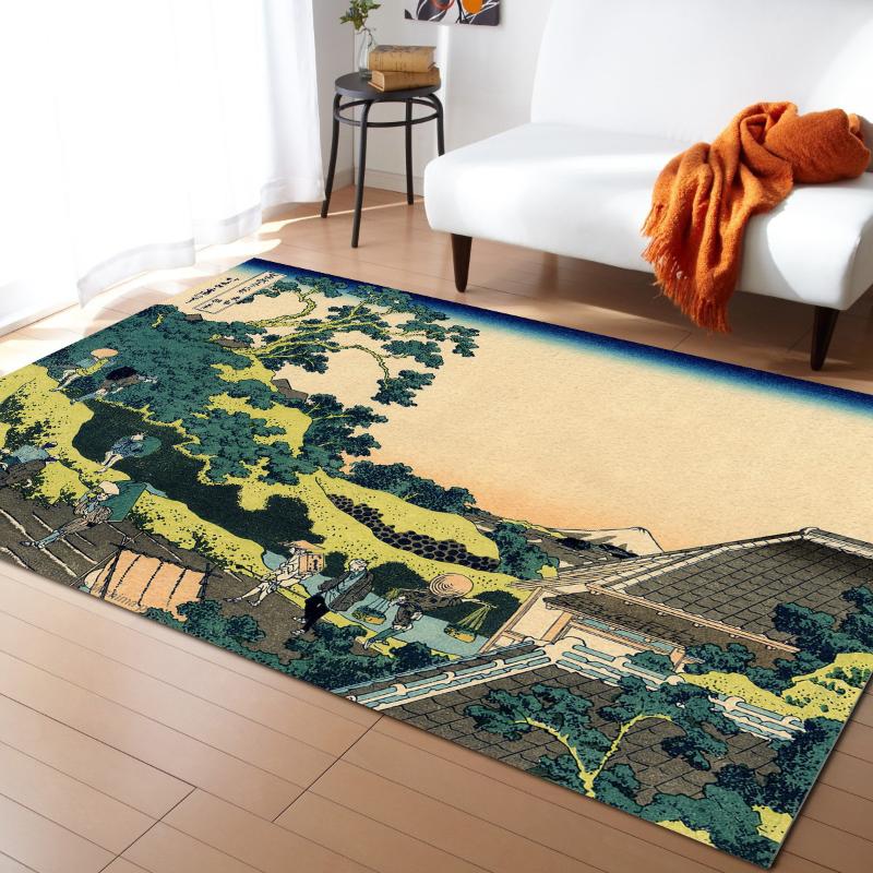 

Spring Plowing Illustration Japanese Style Retro Carpet Bedroom Room Bedside Blanket Rug for Living Room Cloakroom Carpet, As pic