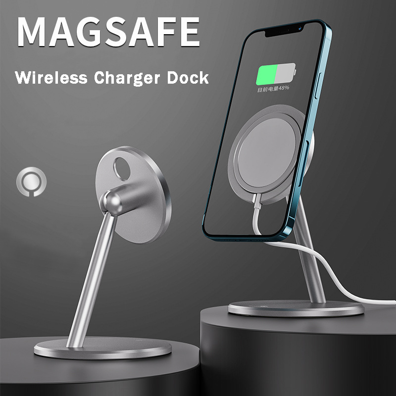 

Wireless Charger Holder Magsafe Phone Rotation Aluminium Alloy Stand Bracket For IPhone 12mini 12 Pro Max Magnetic Fast Charging, Mixed color