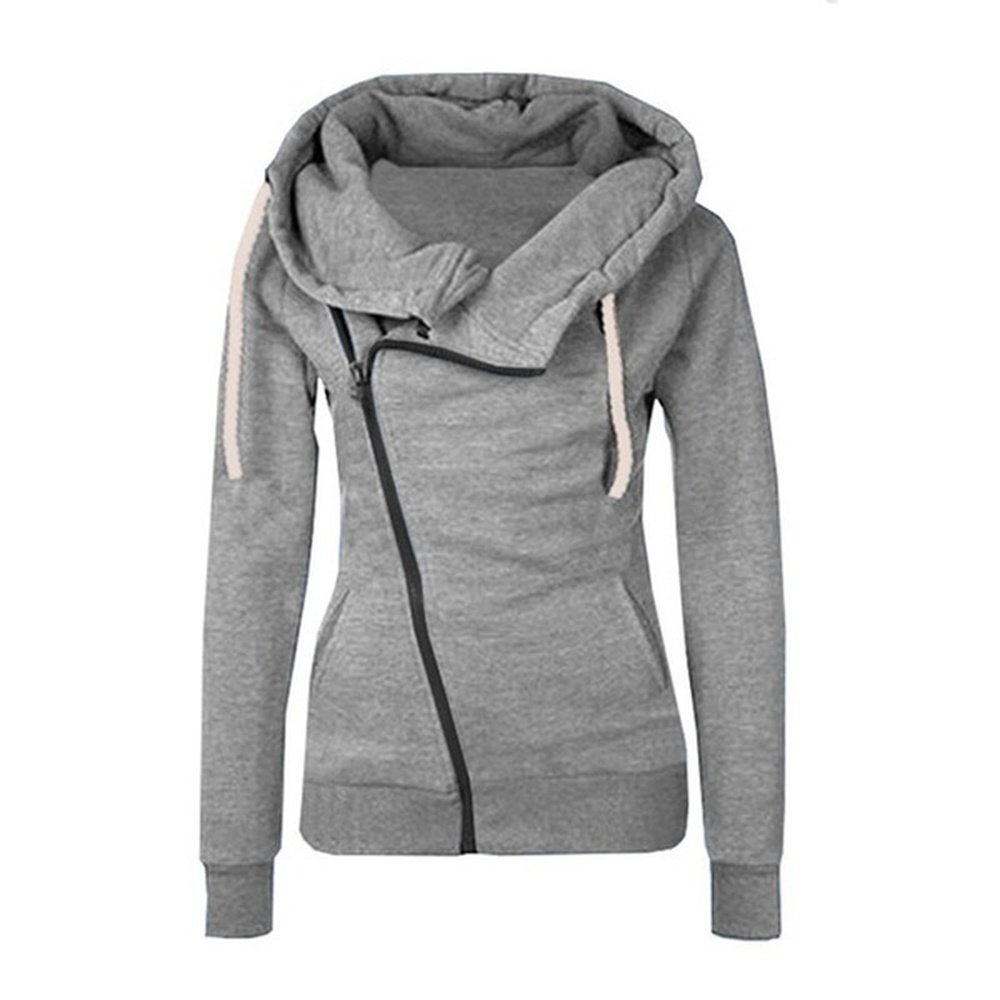 

Zogaa womens hoodies pullover Autumn with hoodie solid zipper sweatshirts streetwear casual VJGO, Black