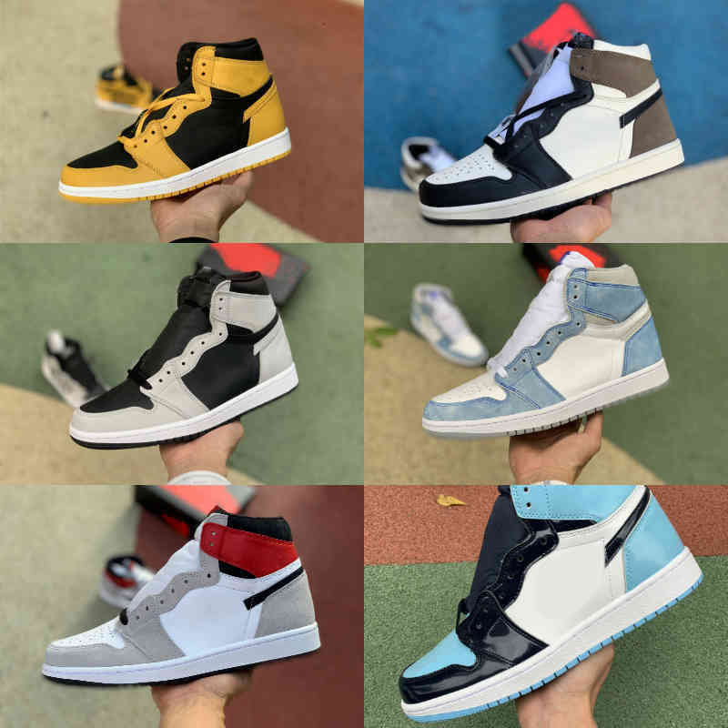 

Topest Quality Jordons University Blue 1 1s High Basketball Shoes Mens Women Candy Crimson Tint Bred Patent Unc Pollen Hyper Royal DARK MOCHA Chicago TWIST Size 36-47, Unc patent