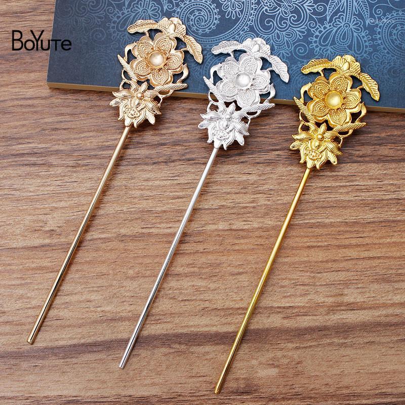 

BoYuTe Jewelry Accessories Wholesale (10 Pieces/Lot) Metal Alloy 36.5*54MM Flower Hair Stick Findings Diy Hand Made Materials1