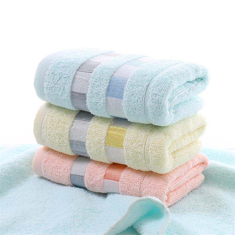 

Household Cotton Towel Solid Color Thick Towel Stripes Embellishment Soft Hand Face Cloth Bathroom Supplies Cleaning Tool, Pink