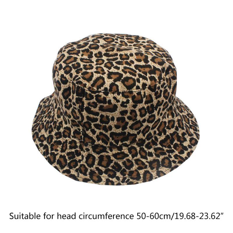 

Unisex Two-Sided Reversible Bucket Hat Contrast Colorful Leopard Fisherman Cap B95F