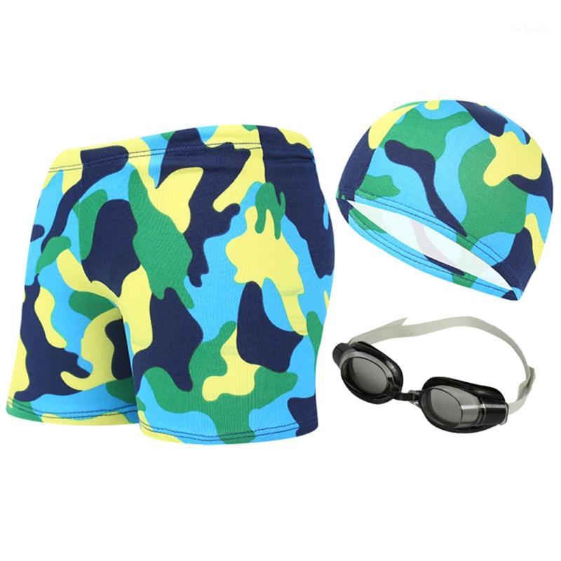 

3PCS Kids Child Swimming Trunks+Swim Caps+ Swim Goggles Swim Trunks Shorts Beach Hat Glasses1