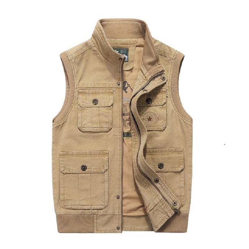

2021 New in Addition to Large Size 6xl 7xl 8xl Marks Autumn Clothing of Men Sleeveless Vests Casual Cotton Jacket Multi-pocket Male Vest U8b, Army green.
