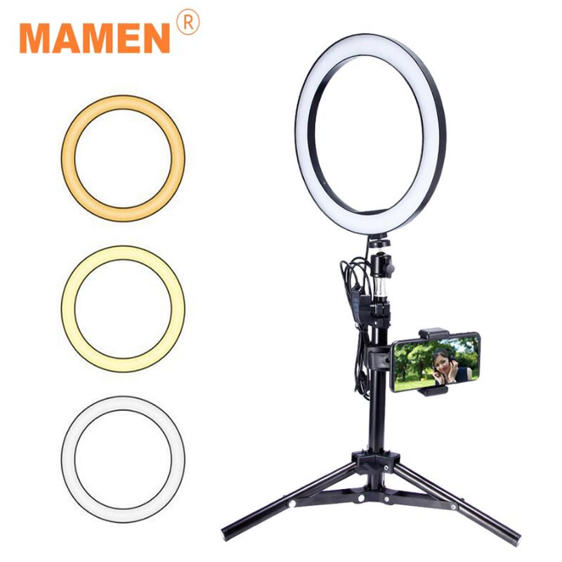

MAMEN Selfie Ring Lamp 6/8/10 inch Ring Light With Tripod For Selfie Phone Video Photography Lighting For Youtube Phone Holder