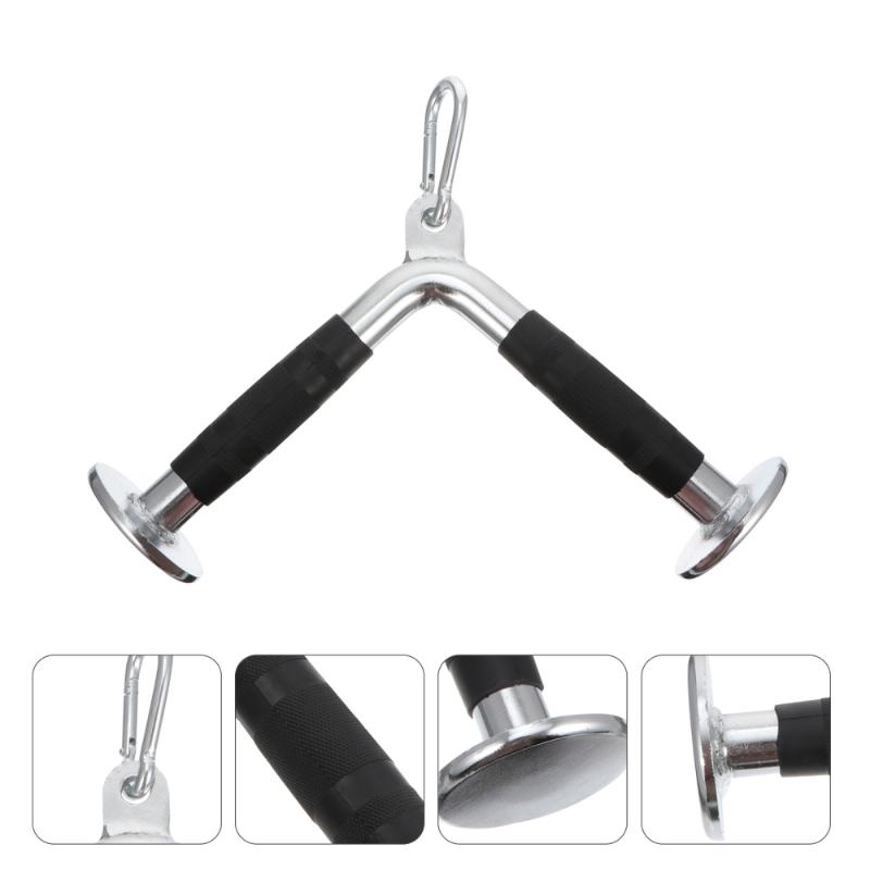 

Multi-Exerciser Barbell Cable Attachment Bar Rubber Handgrips Revolving Hanger