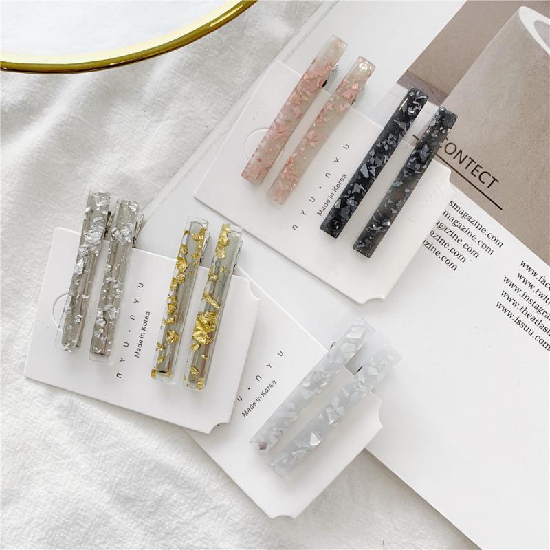 

2Pcs/Set Women Acrylic Hair Pin Sweet Clip Barrettes Headband Hair Clip Geometric Hairpins Hairgrips Accessories