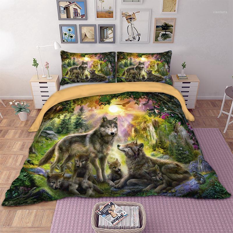 

Wongsbedding Dropshipping 3D Wolf Duvet Cover Set 3pcs Single Double Queen King Bedclothes Bedding Sets1
