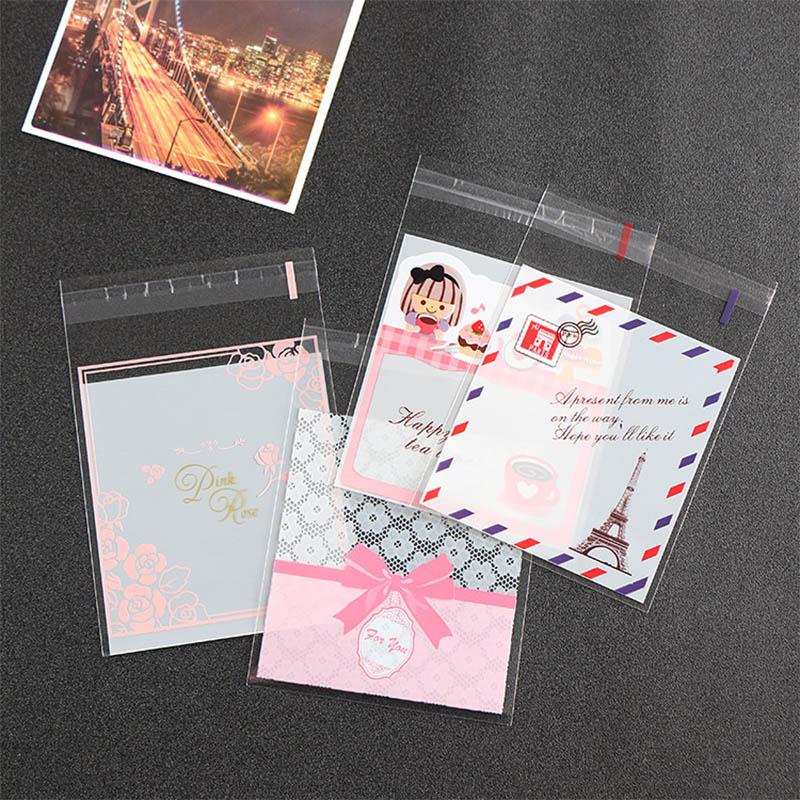 

100Pcs Christmas Candy Bags Nice Gift Package Baking cookie Accessories Plastic Self Adhesive Multifunction DIY for festival