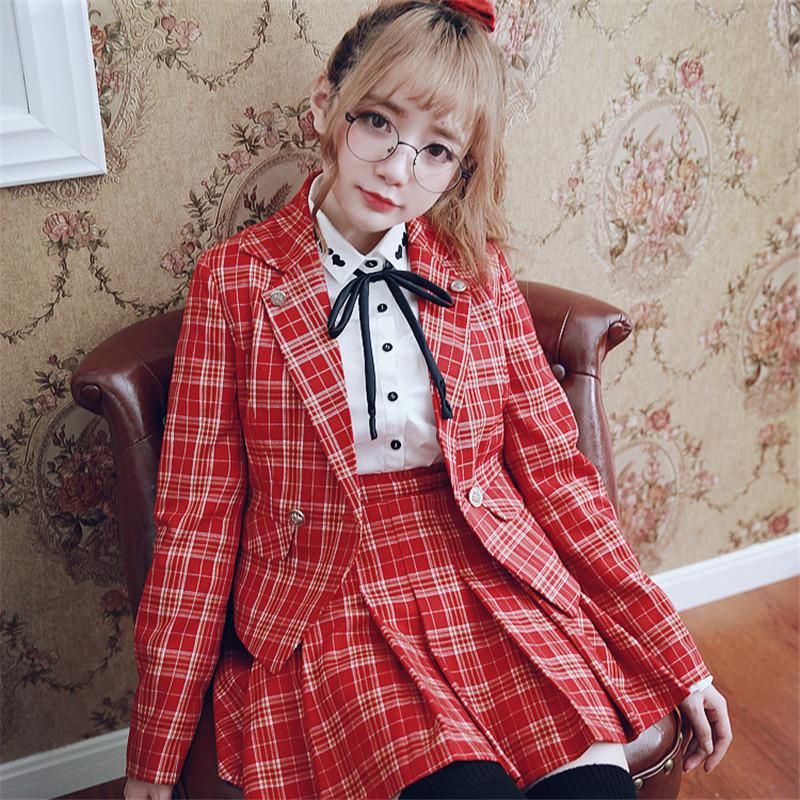 

KEQI BOBON21 Princess sweet lolita Plaid coat Uniform coat collage style Plaid suit Slim short tailored collar C1401