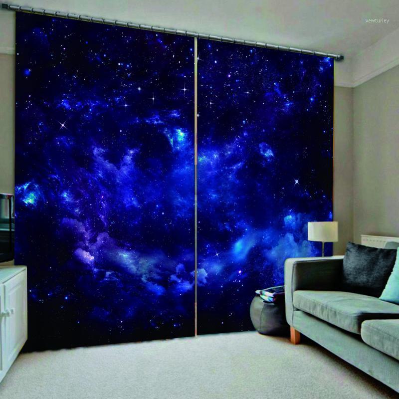 

Modern Home Decoration Living Room Curtains 3d Space sky night purple starry sky blue room curtains1, As pic