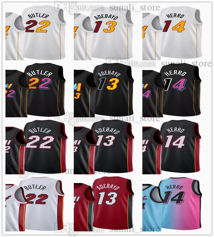 

2022-23 City White Basketball Jerseys Jimmy Butler 22 Bam Adebayo 13 Tyler Herro 14 Black Red Blue Pink Edition Men Women Kids