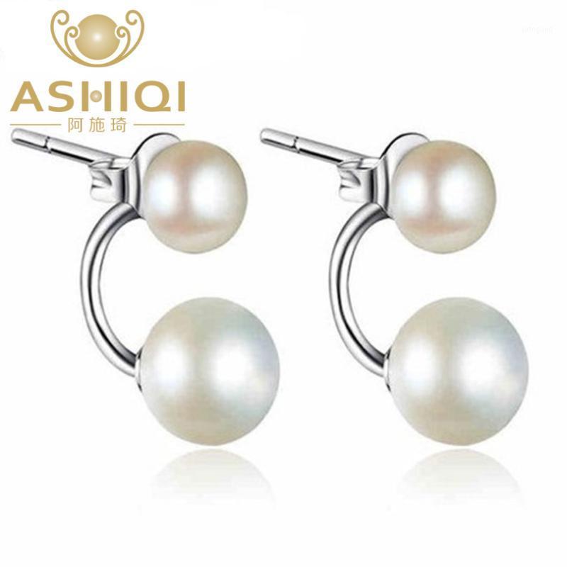 

Stud ASHIQI Natural Freshwater Double Sided Pearl Earrings 925 Sterling Silver Jewelry For Women1