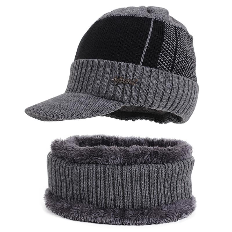 

Ski Sports Winter Hat and Scarf Fleece Men Accessories Warm Knitted Cap Fleece Scarf 2 Pieces Set Ourdoorwear