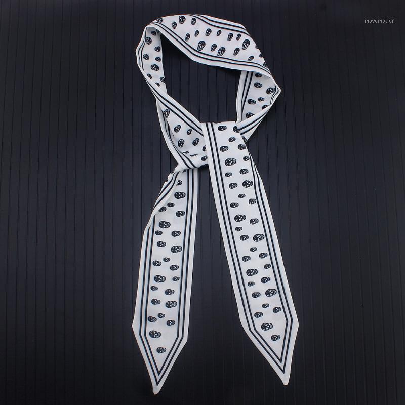 

120*5cm Tie Bag Handle Silk Scarf Small Ribbon Twill Weave Silk Skull Skull Necklace All-match Scarf Small Neckerchief1