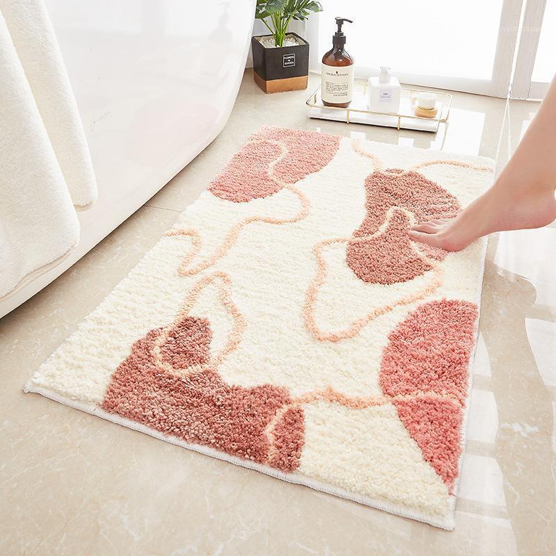 

Geometric Flocking Bathroom Mat Soft Anti-slip Living Room Rugs Water Absorption Carpets Shaggy Entrance Doormat Bath Paddoor1