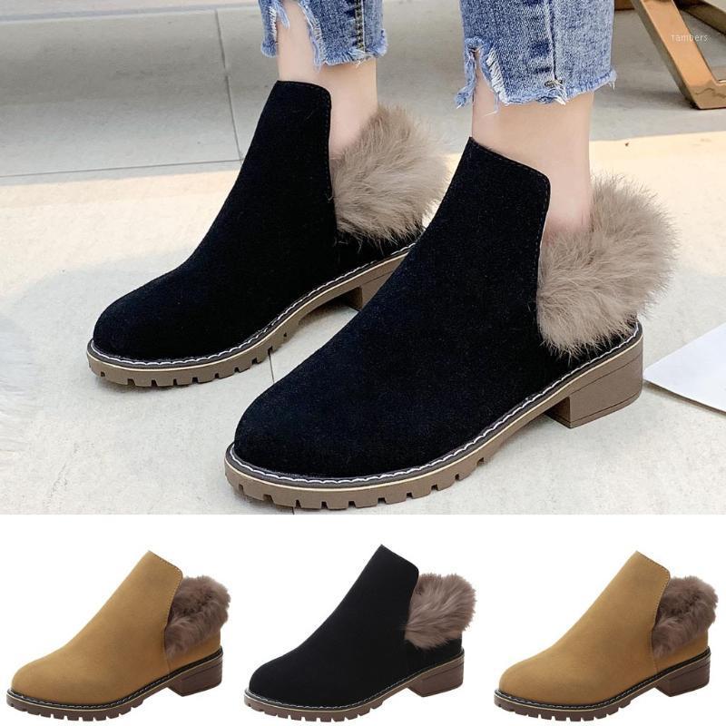 

SAGACE Boots British Thick Women Lace Up Women Boots Woman Platform Ankle Warm Fur Winter woman botas mujer O311, Ye