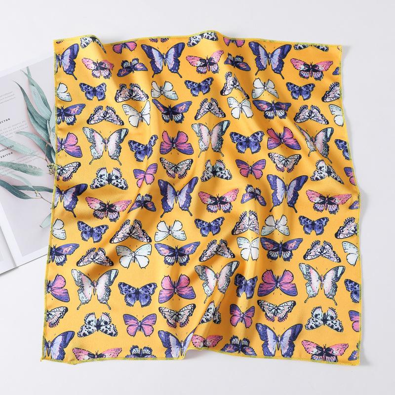 

Scarves 50*50 Cm Small Square Scarf Women Fashion Butterfly Silk Ladies Handkerchief Neck Bag Head Wrap Shawls