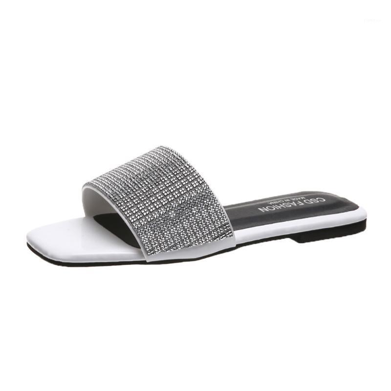 

Square Toe Slippers Women Summer Flat Bling Slippers The Official Flat Office That Arrived In The Summer Of 20201, Bk