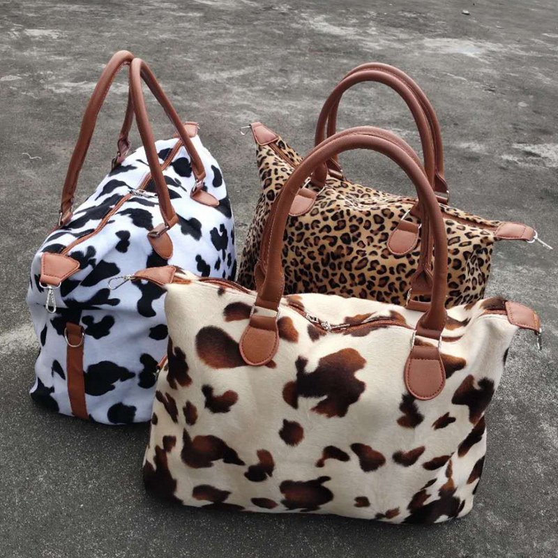 

Leopard Cow Print Handbags Large Capacity Weekend Woman Travel Bags Women Sports Yoga Totes Storage Maternity Bags VTKY2157