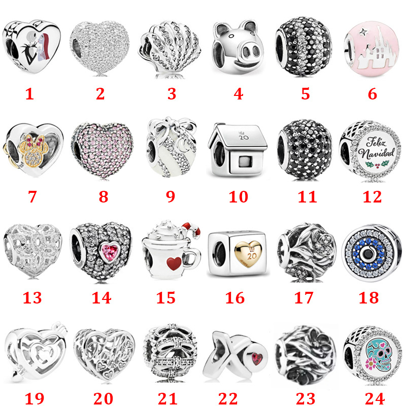 

925 Sterling Silver charms Castle Animal Series Bird Love Fixed Buckle String Hanging Piece DIY Beads Fit Pandora Bracelet Jewelry DIY Thanksgiving gift