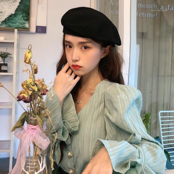 

Autumn new Korean design loose V-neck temperament bandage long sleeve shirt women's net red retro chiffon shirt1, Black