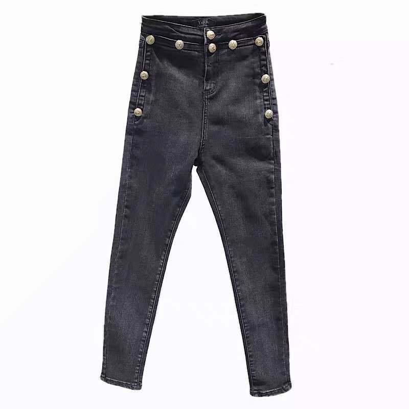 

Stretch High Waist with Cottons Jeans Korean Womens Skinny Jeans Female Washed Pencil Pants Elastic Denim Trousers 2021 New S195, Heihui(no velvet)