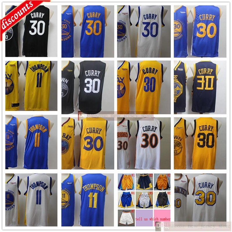 

2020 New Black City Basketball Stephen Klay 30 Curry 11 Thompson Jersey Cheap White Edition City Earned Best Quality Yellow Jerseys Short, Black;red