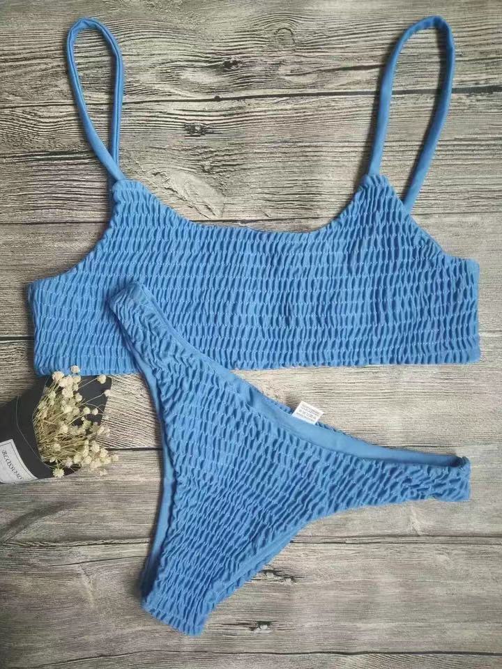 

Women Triangle Bikini Swimwear 2021 Ladies Sexy Swimsuit Bodysuit Backless Split Set Bandage Jumpsuit Pleat Creases Beach Wear ,10 colors4