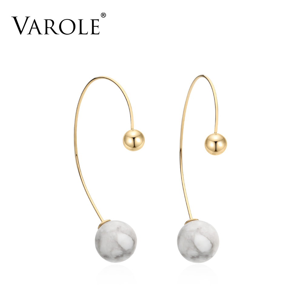 

VAROLE Hypoallergenic Dangle & Drop Turquoise ball Earings Gold Color Stainless Steel Earrings for Women Jewelry Oorbellen Wholesale