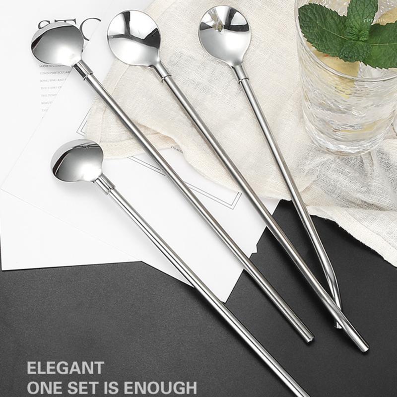 

5Pcs Straw Spoon Stainless Steel Creative Durable Useful Barware Drinking Spoons Straw Spoon for Home Restaurant Bar1