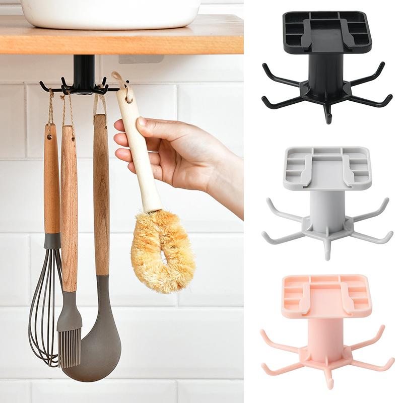 

Kitchen Rotate Storage Rack Cupboard Shelf Hanging Hook Organizer Closet Clothes Shelf Hanger Wardrobe Holder Kitchen