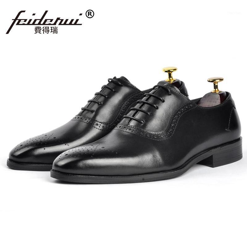 

Italian Man Handmade Party Wedding Shoes Summer Genuine Leather Men's Pointed Toe Laces Banquet Brogue Footwear GS1031, Black