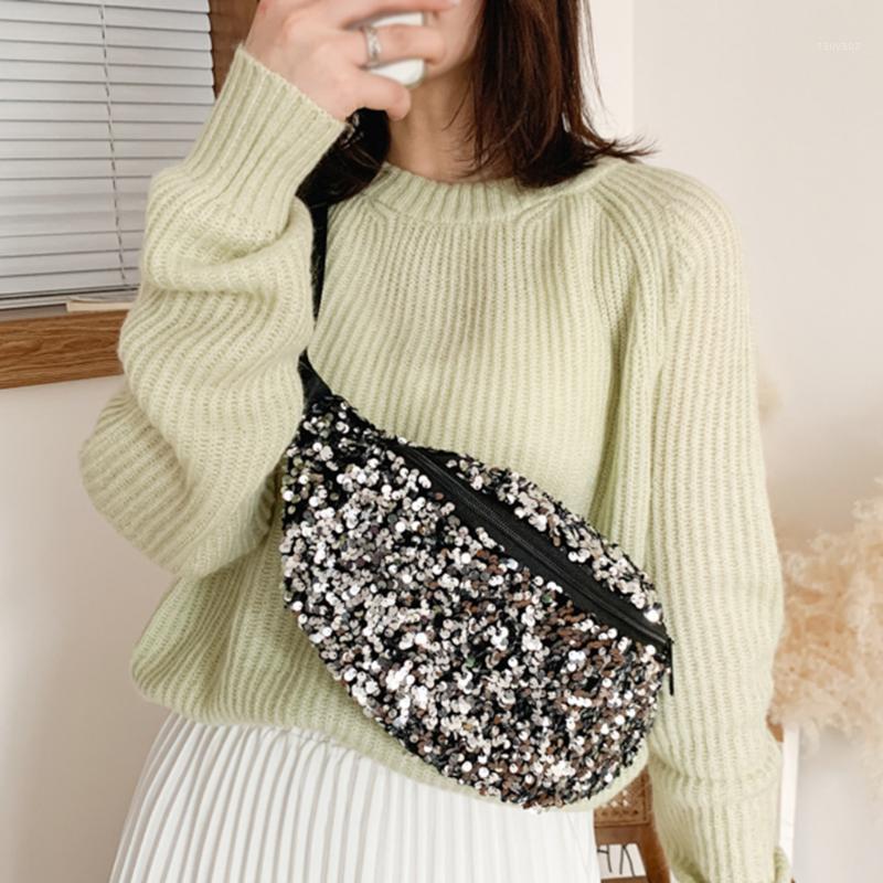 

Adjustable Strap Bling Crossbody Bag Single Should Bags Chest Bag Waist Pack Bolsa Feminina Bags For Women 2020 Chest1, Sky blue