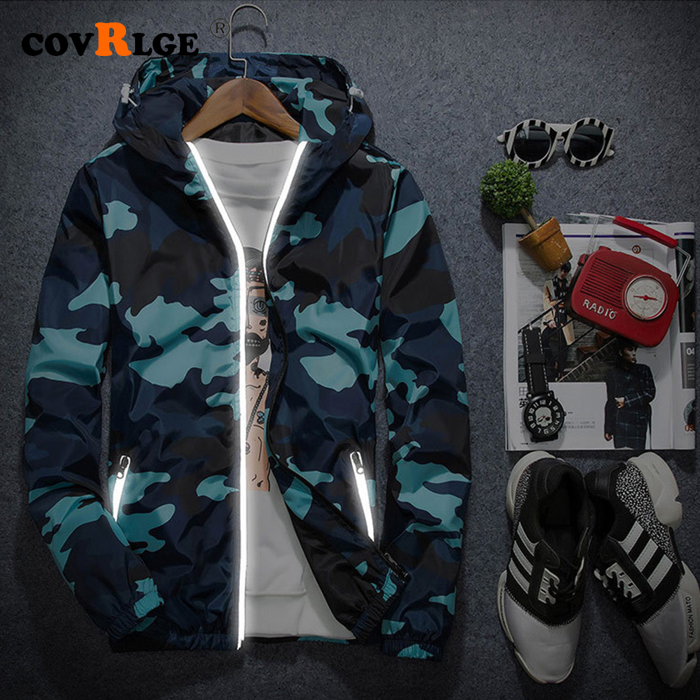 

Men Jacket Fashion 2019 Spring Men Brand Camouflage Jackets Casual Mens Coat Men' Hooded Luminous Zipper Coats, Green