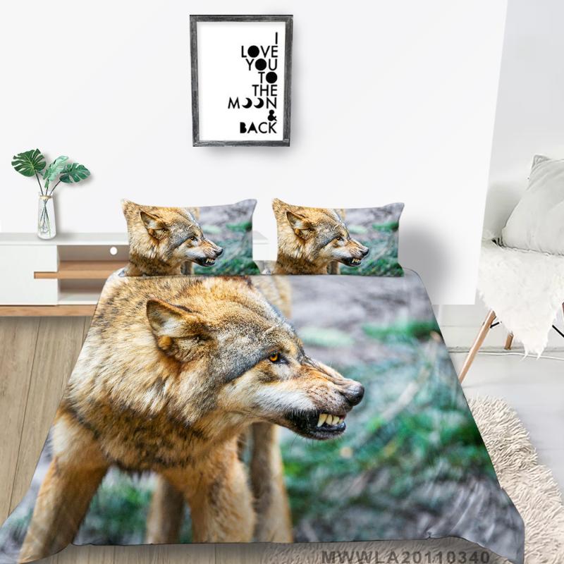 

Ferocious Wolf Bedding Set King Size Cool Nature Duvet Cover Queen Single Double Full  Animal Bed Set 3D Printing, Style 8
