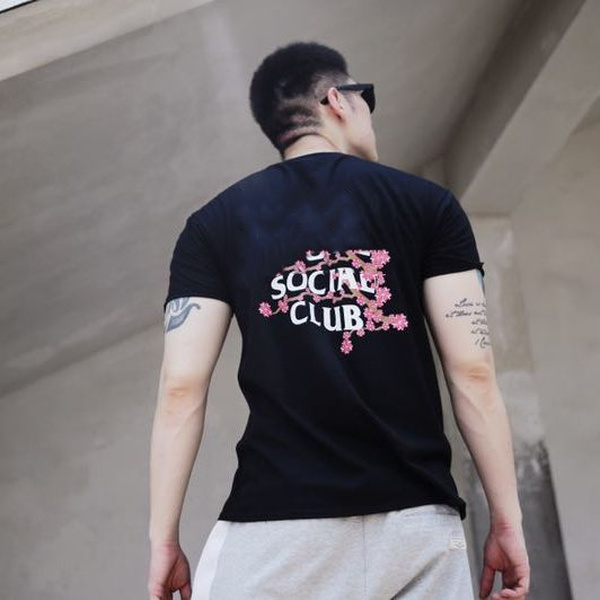 

Men and women asscc letter social print social club short-sleeved T-shirt, White;black