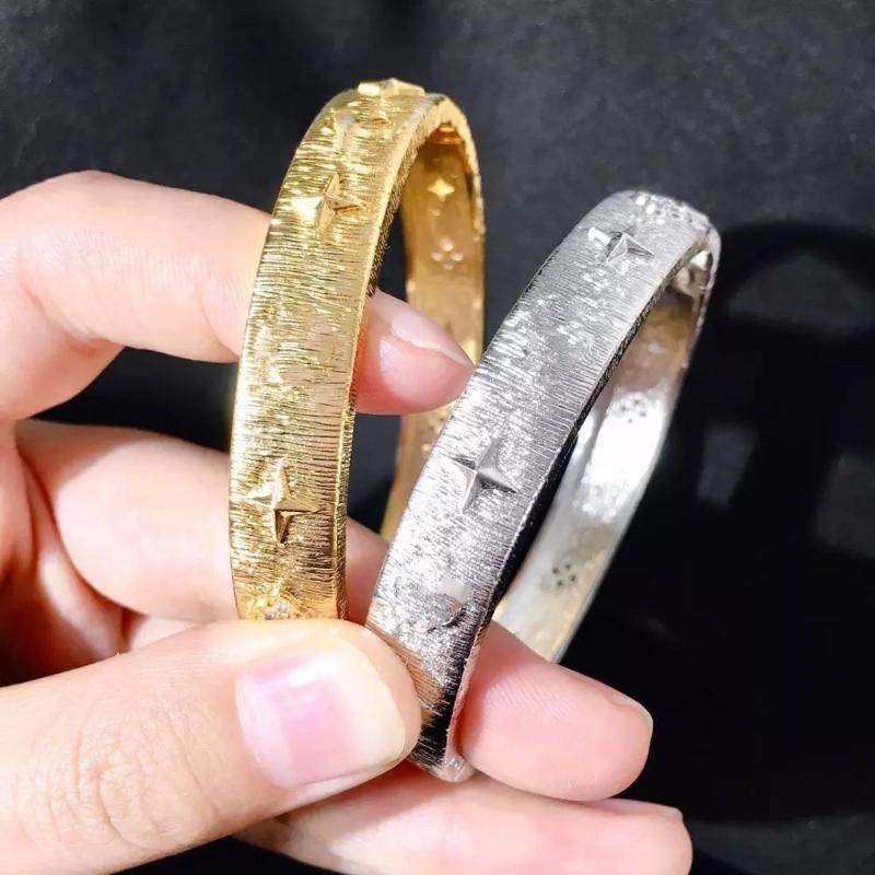 

Brand Pure 925 Sterling Silver Jewelry Vintage Sytle Black Gold Color Flower Bangle Wedding Jewelry