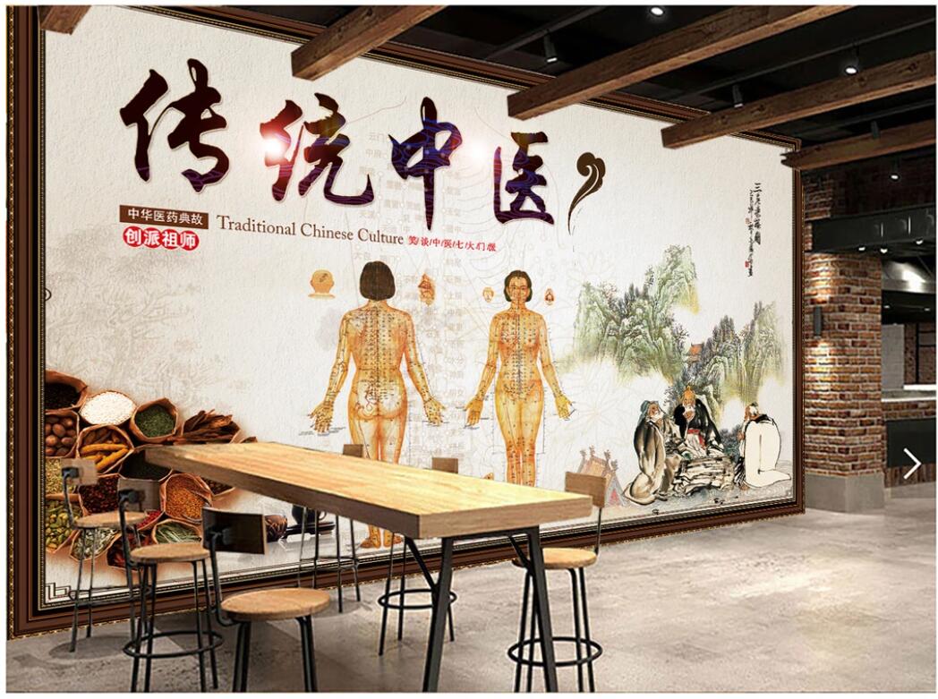 

3d wall paper custom photo Retro nostalgic traditional Chinese medicine health preservation Home interior wallpaper in the living room, Non-woven wallpaper