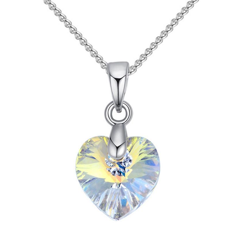 

Romantic Women Faux Crystal Love Heart Charm Chain Necklace Party Jewelry Gift for girl