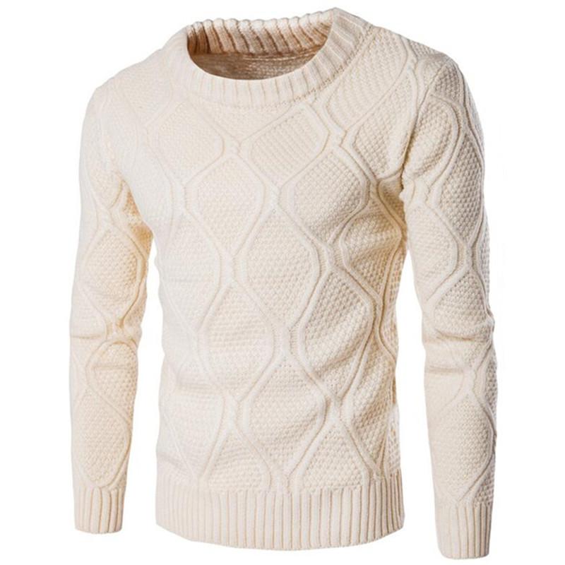 

New Winter Men's O Neck Twisted Sweater Korean Long Sleeve Thick Sweater Male Solid Color Round Collar Pullovers, Black