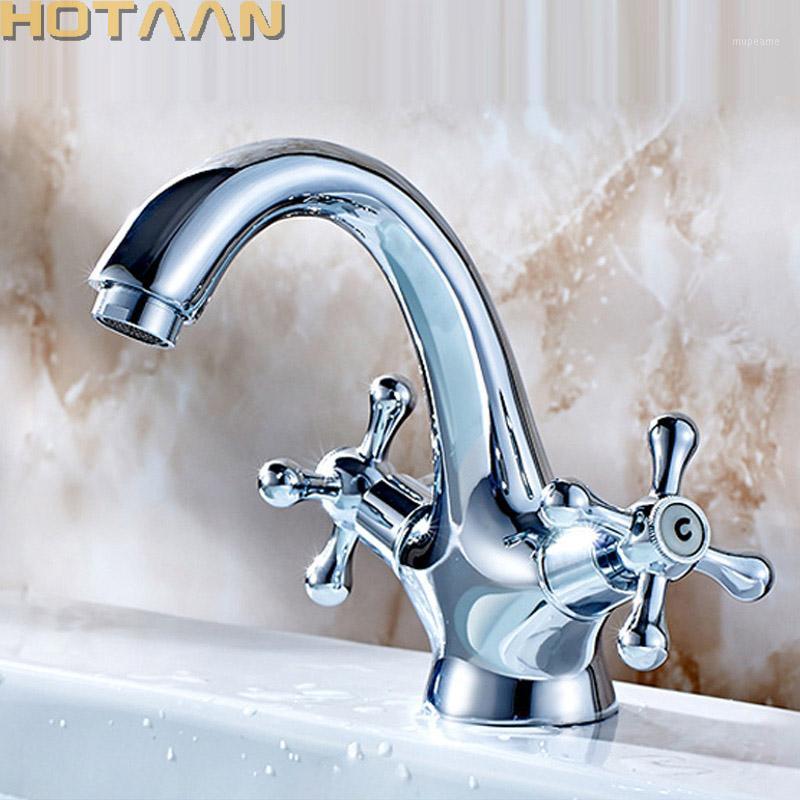 

HOTAAN Solid Brass Chrome Plated Double Handle Control Antique Faucet Kitchen Bathroom Basin Mixer tap Robinet Antique YT-5021-C1