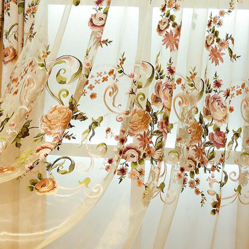 

Luxury Europe Chenille Embroidered Floral Curtain Window for living Room Bedroom Tulle Treatment Drapes Blackout Fabrics