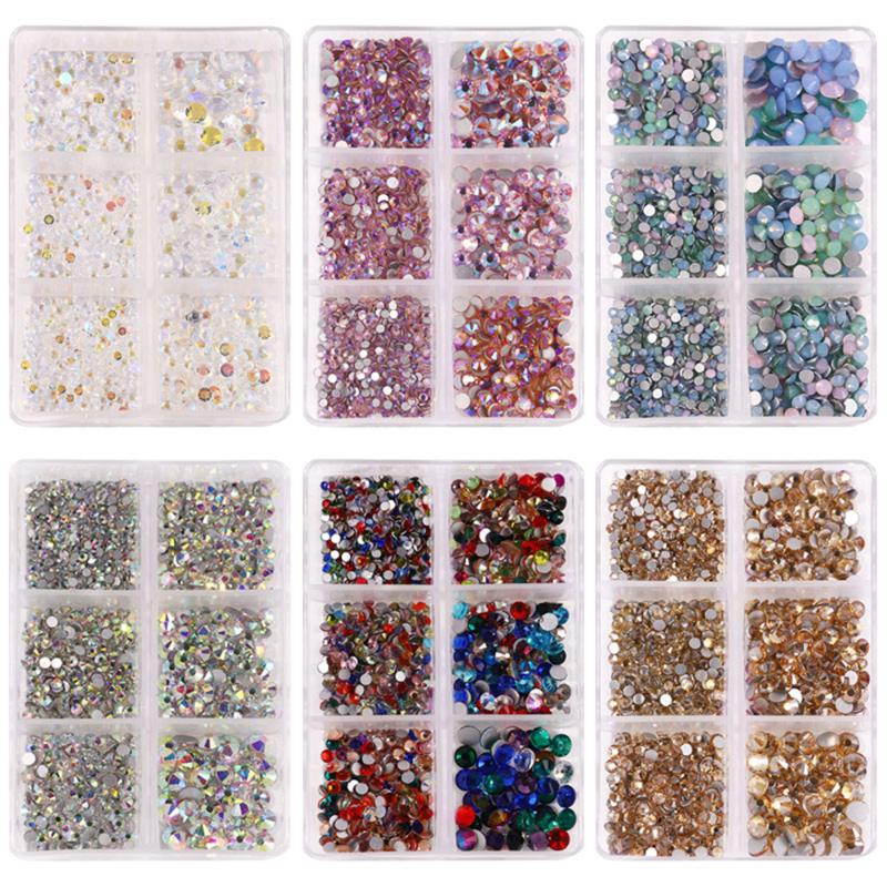 

Mix Size Crystal AB Glass Rhinestones for Nails Non Hot Fix 3D Flatback Diamond Strass Gems Glitter Jewelry Nail Art Decorations