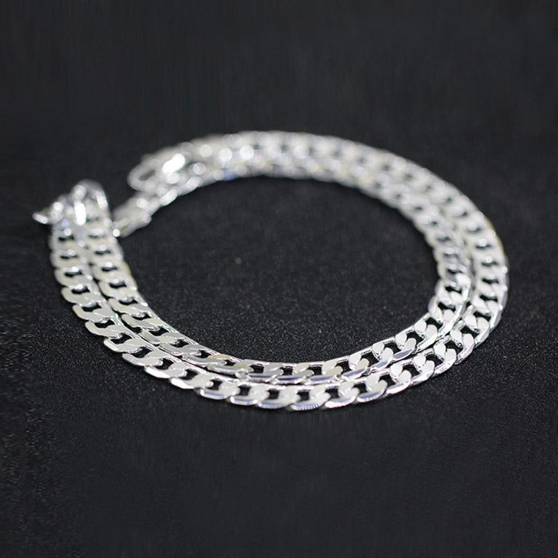 

Men's 925 Silver Plating 8mm 20inch Sideways Flat Chain Necklace Jewelry XRQ88