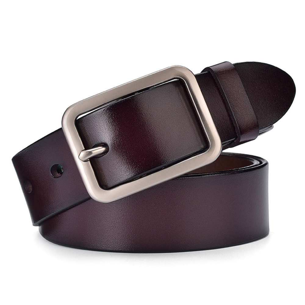 

New men's and women's leather belt, pin buckle belt, casual and fashionable wide belt, Black